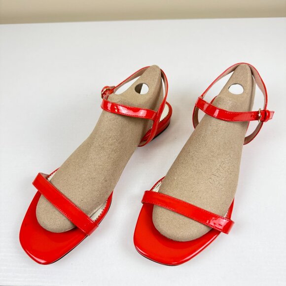 NEW J. Crew Hazel Ankle Strap Sandals in Red Patent Leather - Picture 1 of 13